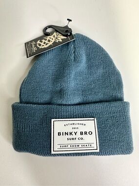 NWT Binky Bro Blue Newborn Unisex Winter Surf Snow Skate Winter Beanie Hat Cap